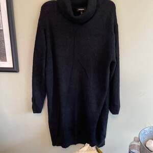 Express black Boucle Turtleneck Long Sleeve Mini Sweater Dress XL Versatile NWT